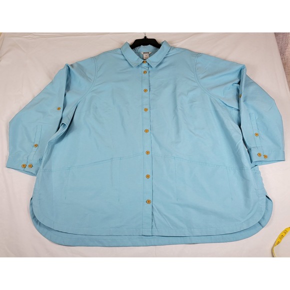 Duluth Trading Co Tops - Duluth Trading Co Womens 4X Blue Heirloom Gardening Shirt 3237-97 Pockets Vented
